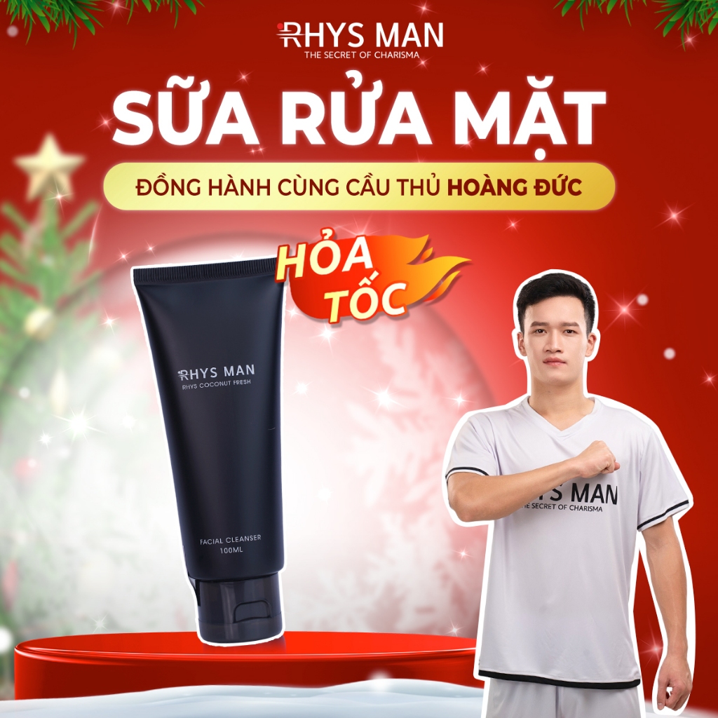 Sữa rửa mặt nam RHYS MAN Rhys Coconut Fresh hương dừa thơm mát 100ml