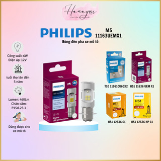 Bóng đèn pha xe môtô philips m5 11163 uem x, bóng đèn philips t10 11961 cwu60 x2 - trắng 12v 6000k - hàng chính hãng