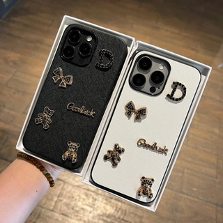 Ốp lưng da sần trắng - đen chống bẩn CHARM D GOOLUCK cạnh vuông viền camera cho 7 đến 15promax