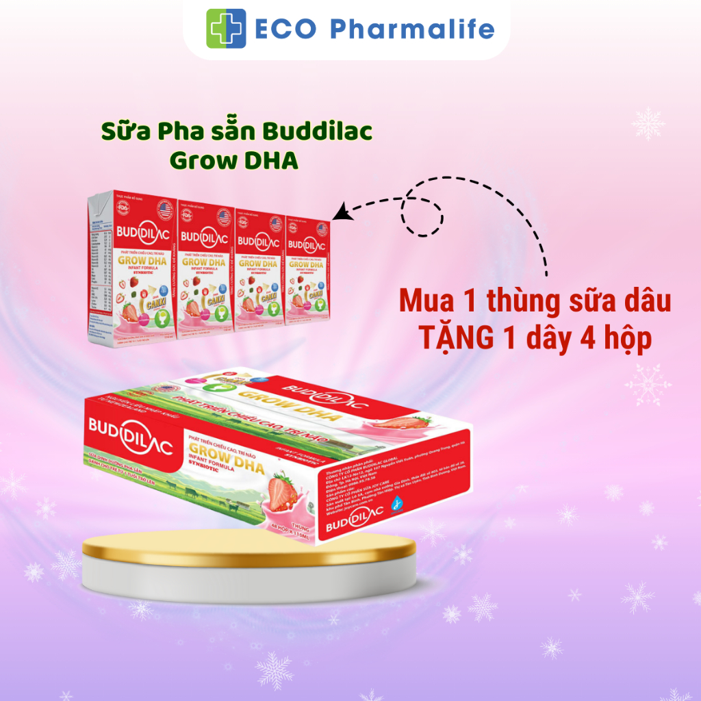 Sữa Pha Sẵn Buddilac Grow DHA - Phát Triển Chiều Cao, Trí Não Cho Bé Trên 1 Tuổi 