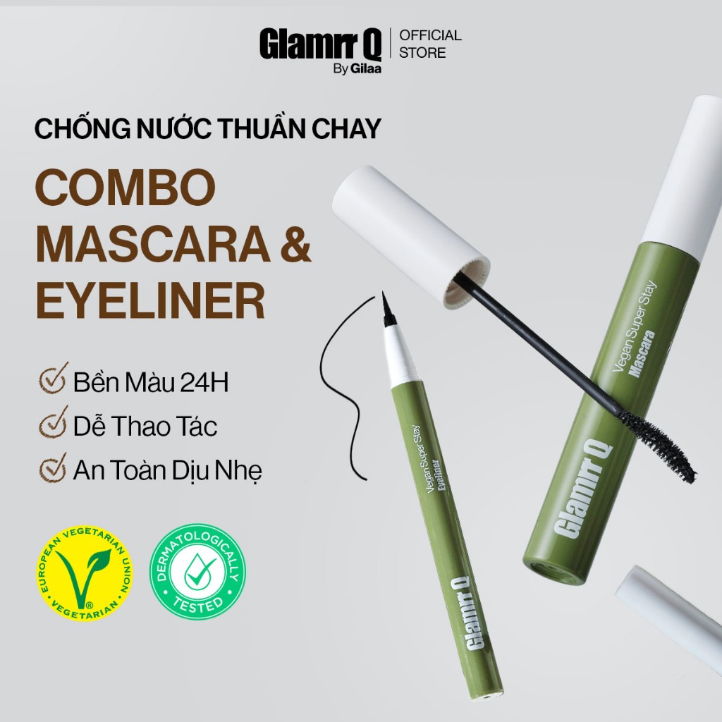 [NEW] Combo Mascara Glamrr Q Cong Dày Chống Nước Thuần Chay (7g) & Kẻ Mắt Glamrr Q Chống Nước Thuần Chay (0.6g)