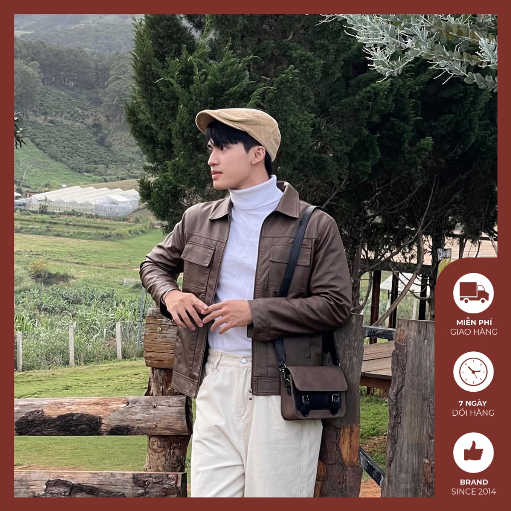Áo khoác da nam lót lông Độc menswear chất da PU cao cấp phối túi ngực form vừa, phong cách hàn quốc - AKD10