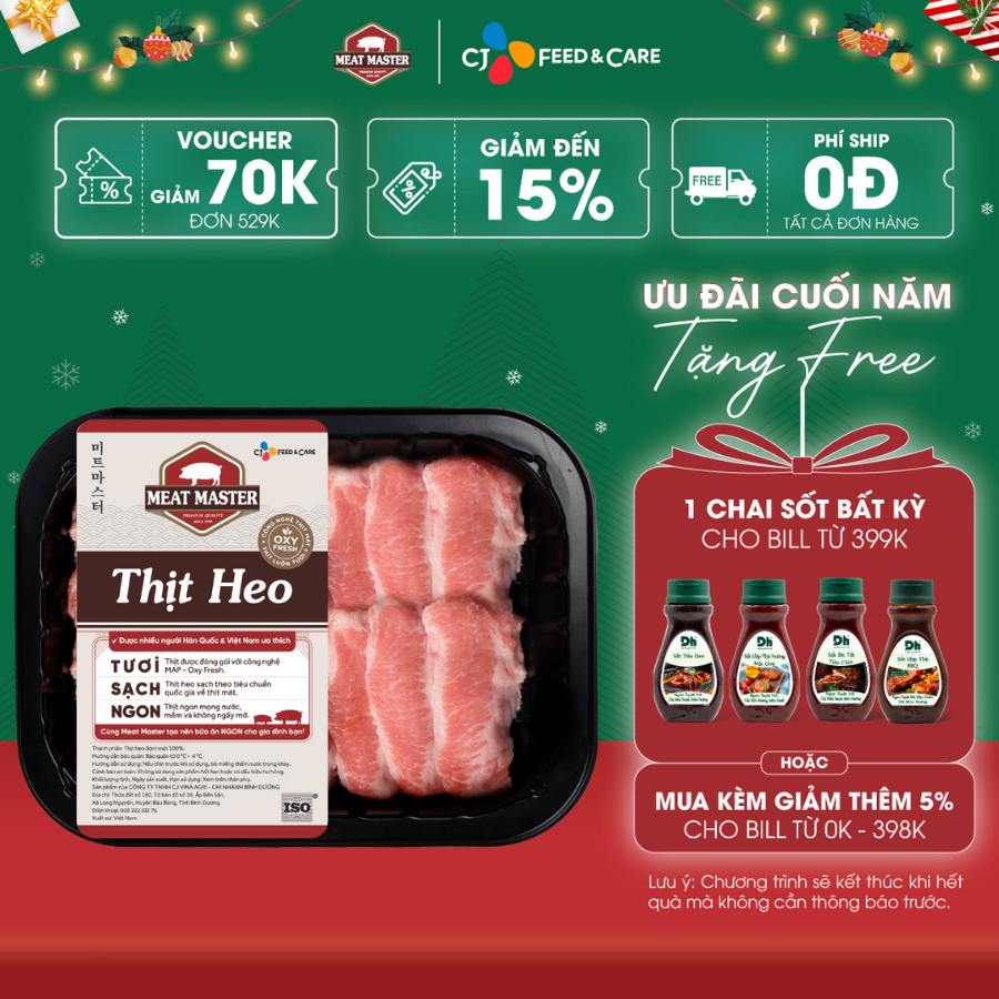 Nạc giòn Meat Master cắt lát kiểu Hàn Quốc  - Thịt heo tươi