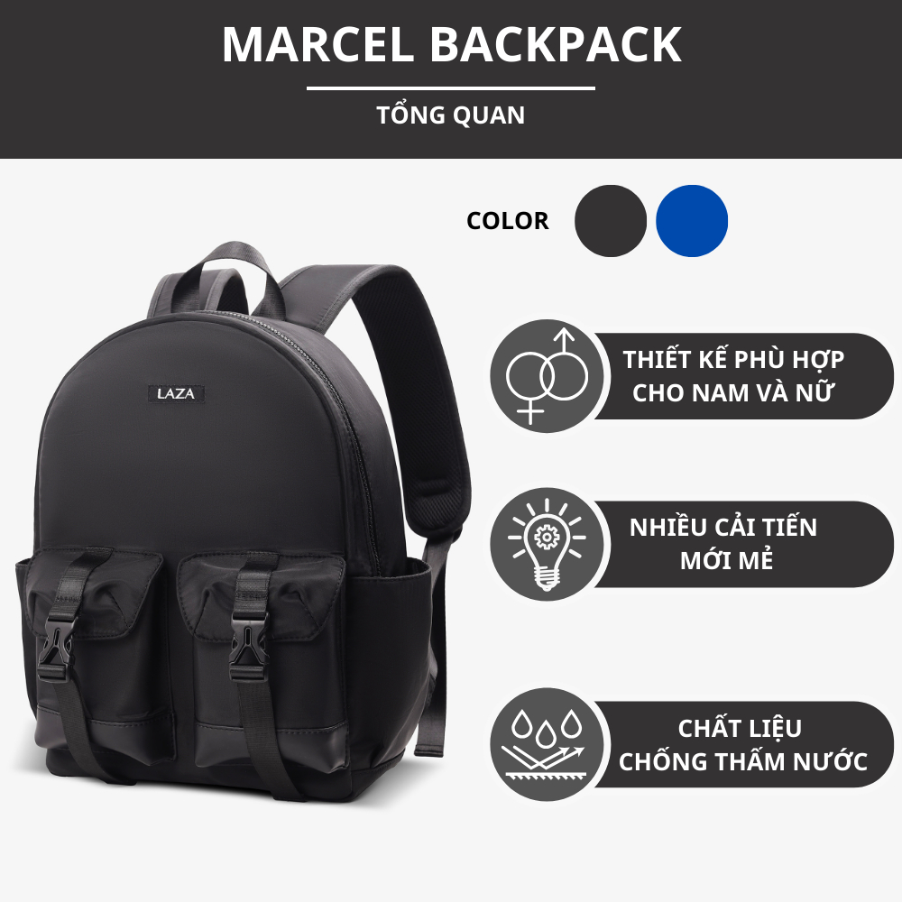 Balo LAZA thời trang Marcel Backpack 620 - Chất liệu trượt nước cao cấp - Bảo hành TRỌN ĐỜI
