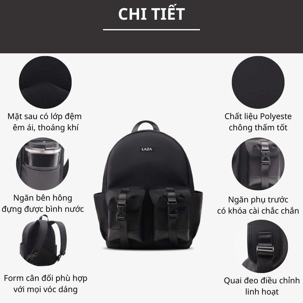 Balo LAZA thời trang Marcel Backpack 620 - Chất liệu trượt nước cao cấp - Bảo hành TRỌN ĐỜI