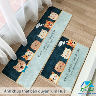 Thảm bếp bộ 2 tấm 40x60cm và 40x120cm thảm chùi chân nhà tắm trải bếp chất nỉ lì bali