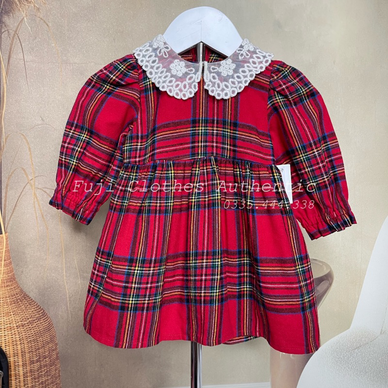 Váy trẻ em chính hãng Matalan, váy bé gái Váy kẻ đỏ kèm quần chíp, hàng hiệu cho bé