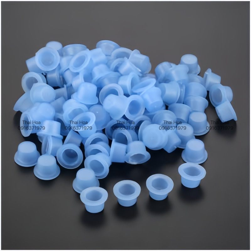 Chum Hũ Đựng Mực Phun Xăm Silicon Đế Bằng Xanh