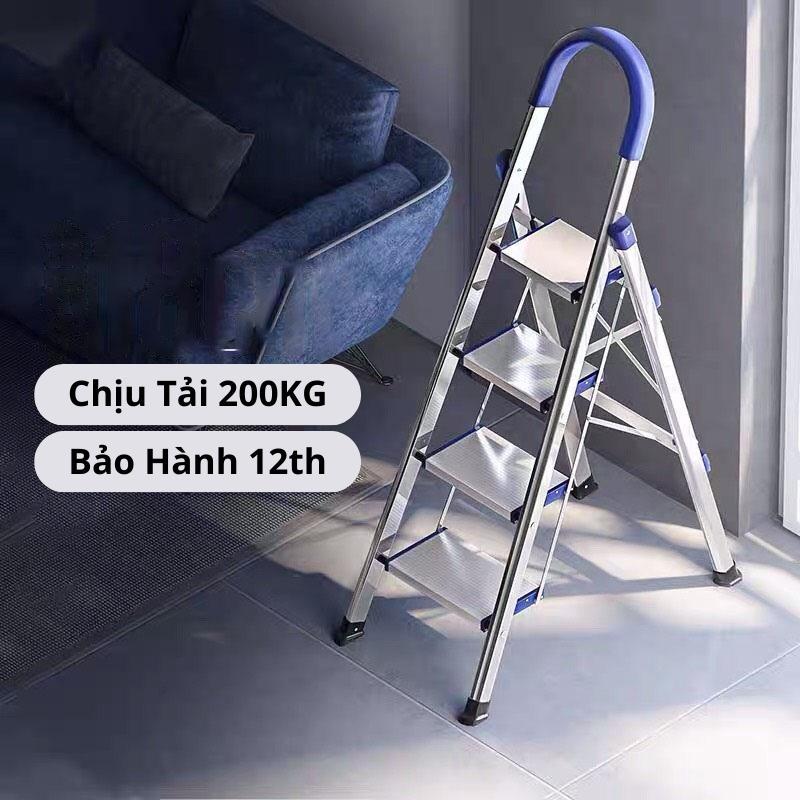 Thang Gấp Inox Chữ A 3-4-5-6-7 Bậc Thang Nhôm Ghế Thông Minh Tay Vịn Inox