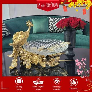 Đĩa đựng hoa quả Phượng Hoàng, Khay đựng hoa quả cao cấp sang Trọng, Khay trái cây mạ vàng 24k