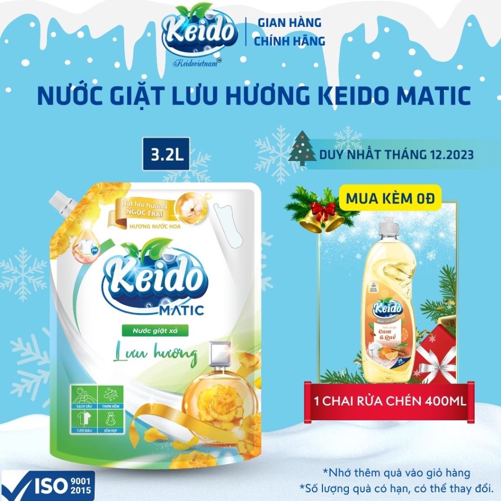 Túi nước giặt xả Lưu Hương KEIDO Matic 3.2L/3.2Kg