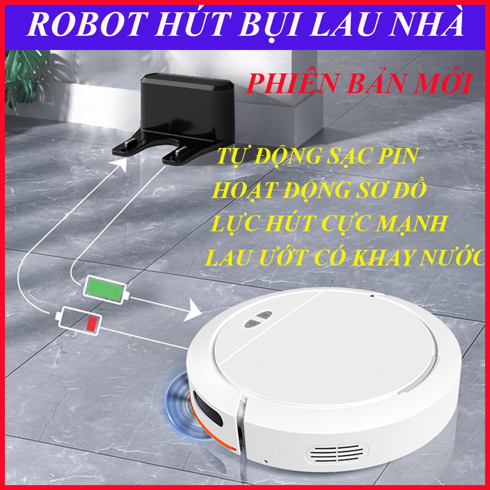 Robot Hút BụiLau Nhà NK01,Máy Hút Bụi Thông Minh. Điều Khiển Qua APP, Lực Hút 4000PA, Tự Động Sạc Pin
