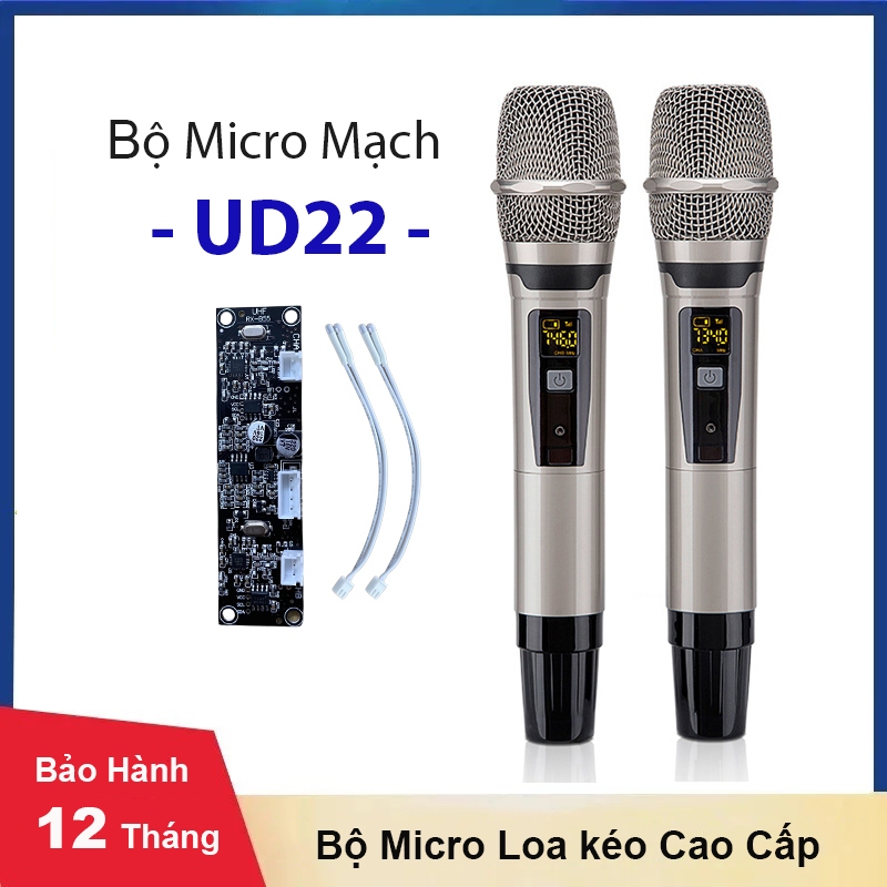 Bộ Micro Karaoke UHF UH 88 | UD22 | T109 Cao cấp, Mainboard tích hợp anten thu Mic, gắn vào loa kéo dễ dàng sử dụng
