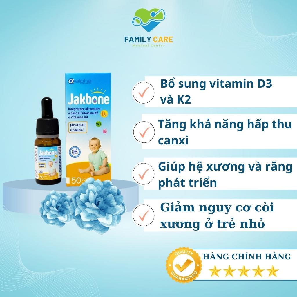 Jakbone - Bổ sung vitamin D3 và K2(MK7) tăng cường hấp thu Canxi | Dành cho Trẻ sơ sinh &amp; trẻ nhỏ-Giảm nguy cơ còi xương