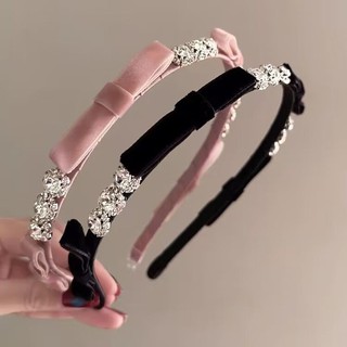 A111 Bờm đính đá nhung đen hồng