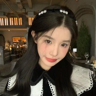 A111 Bờm đính đá nhung đen hồng