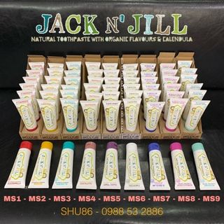 Kem đánh răng trẻ em Natural Certified Toothpaste Jack N'Jill( 8 vị hoa quả và 1 vị tự nhiên)