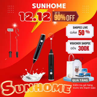 Máy đánh trứng mini cầm tay, máy đánh bọt cà phê Sokany cao cấp 3 cấp độ sạc pin usb tặng kèm 2 đầu tạo bọt
