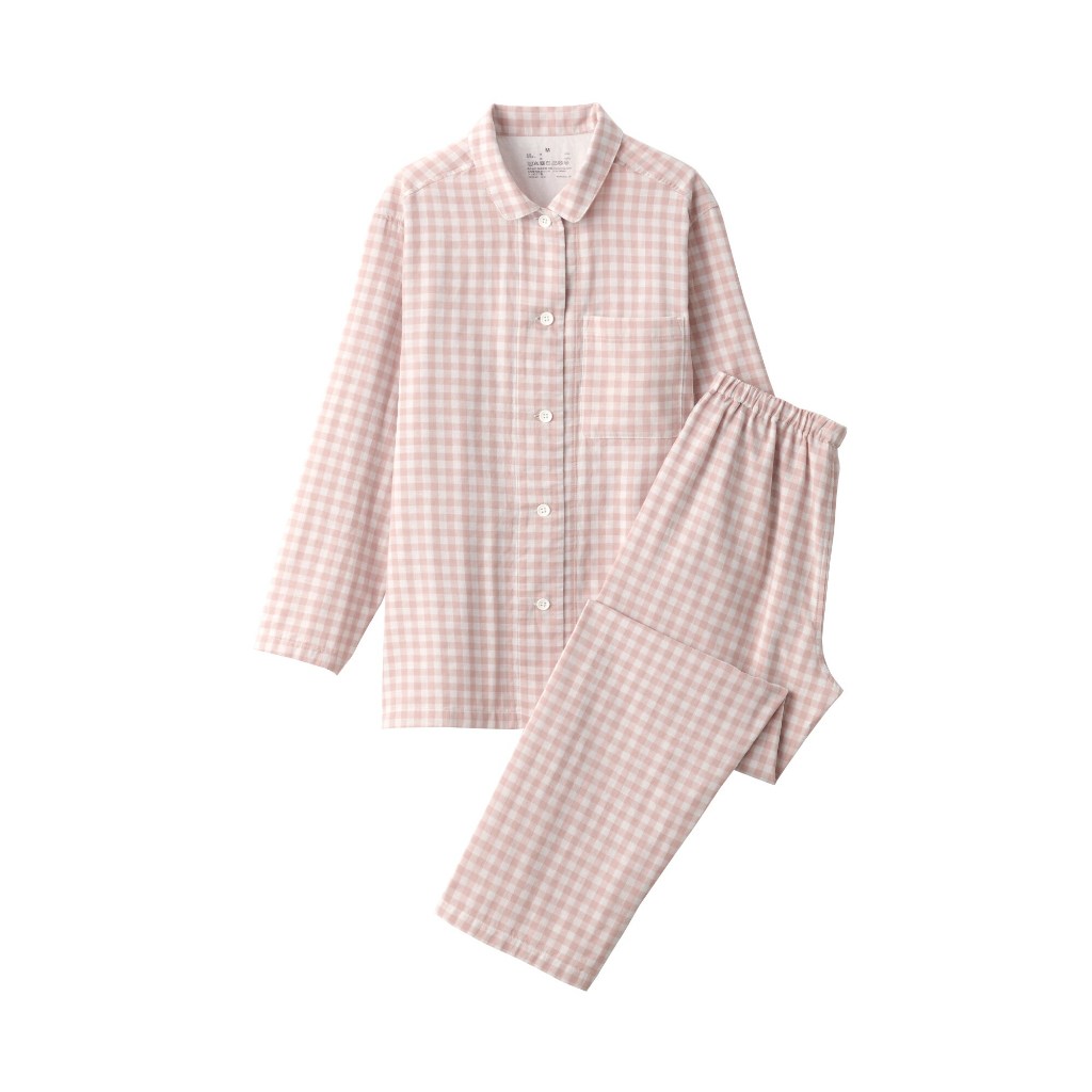 [NEW] MUJI BỘ PYJAMA KHÔNG ĐƯỜNG MAY SƯỜN VẢI XÔ 2 LỚP TAY DÀI