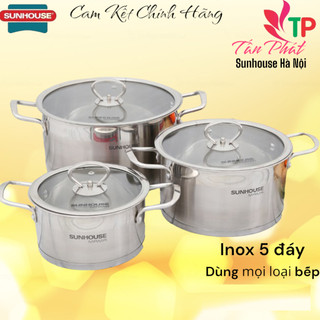 Bộ 3 nồi inox 5 đáy bếp từ SUNHOUSE MAMA SH784 hoặc SHG669 hoặc bộ nồi chảo SH789 