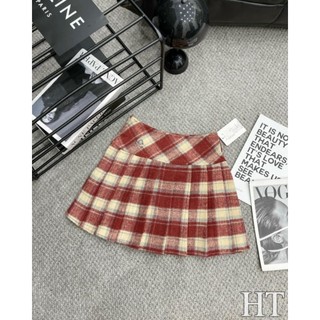Chân váy dạ kẻ xếp ly hàng QC