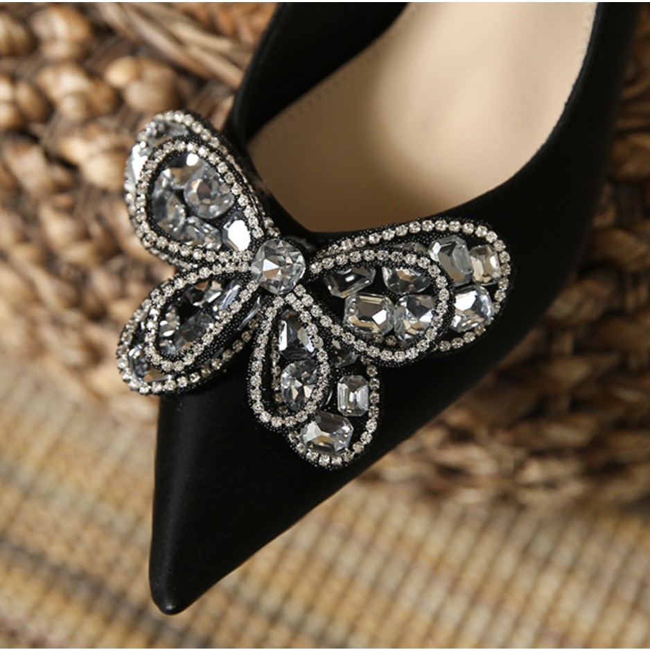 Giày Nữ Cao Cấp , Giày Cao Gót Nữ Mũi Nhọn, Charm Nơ Cao 6p Charm Cao Cấp, Kiểu Dáng Trẻ trung- DA895