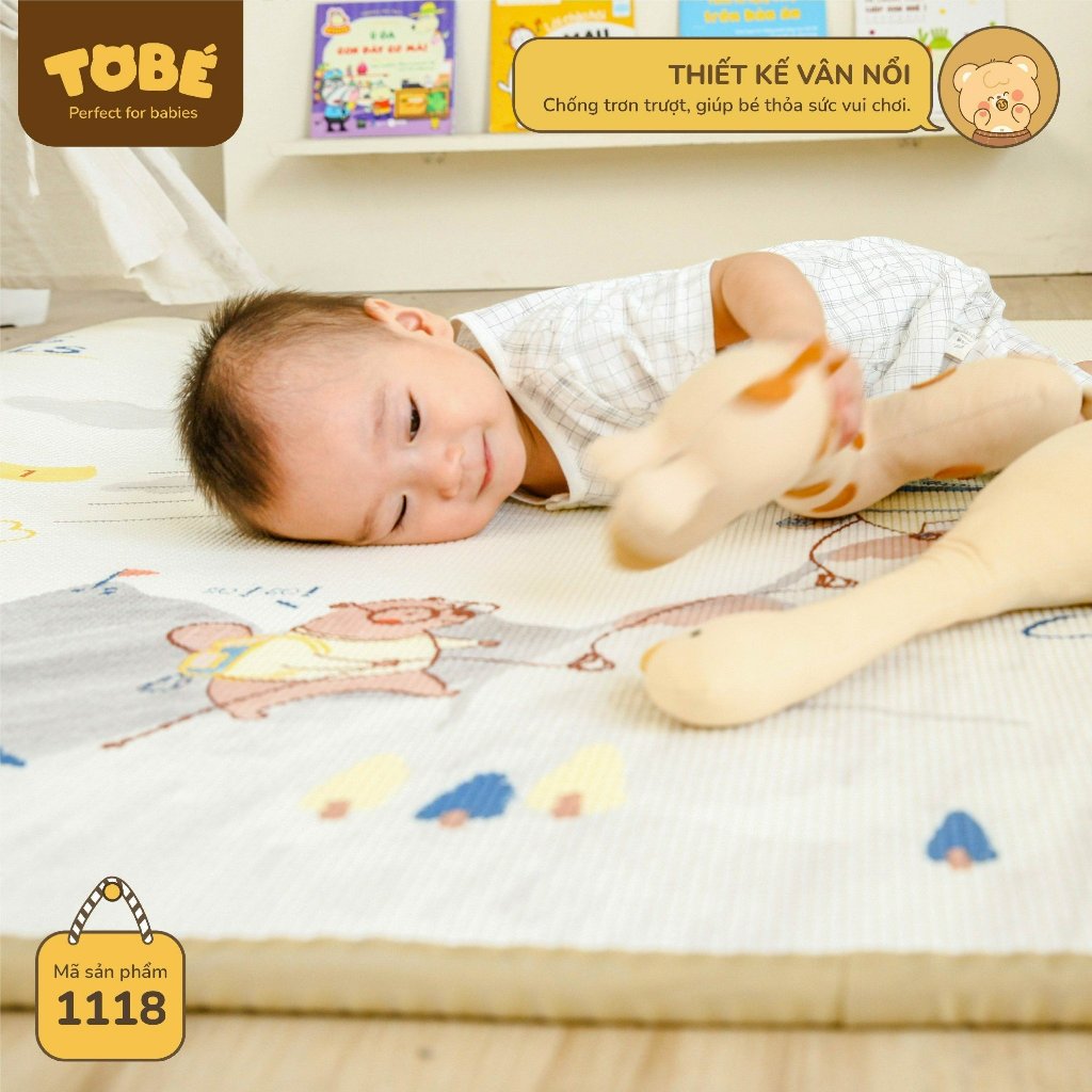 Thảm cuộn silicon chất liệu XPE phủ Silicone tinh khiết không mùi cho bé  kích thước 180x150 dày dặn