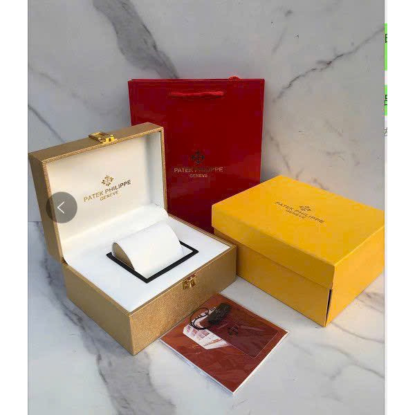 Đồng hồ Nam Ptk vuông 3kim 1 lịch máy nhật chạy cơ Automatic size 40mm vỏ vàng hồng dây kim loại