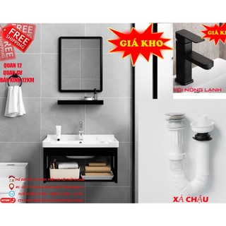 Tủ lavabo nhỏ có gương vuông kèm phụ kiện cho nhà vệ sinh nhỏ