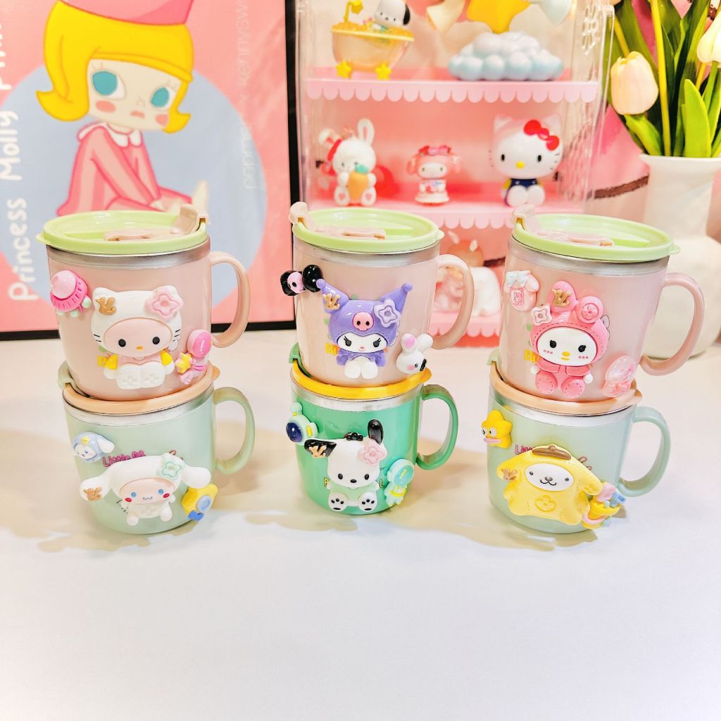 Ly Uống Nước Inox 304 Cho Bé Có Vạch Chia Kèm Ống Hút