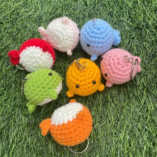 Móc khóa cá heo len nhiều màu, handmade, móc len