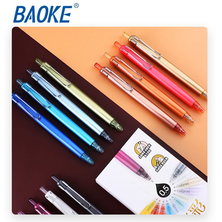 Bút nước bấm cao cấp Baoke PC3778 - Thân vỏ hợp kim sơn mài nhiều màu sắc khác nhau ngòi 0.5mm thay 