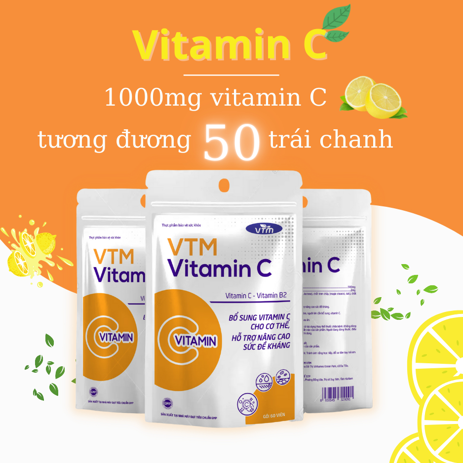 Combo Giảm mụn mờ thâm, Gấp đôi đề kháng VTM Vitamin C và VTM Kẽm - 30 ngày