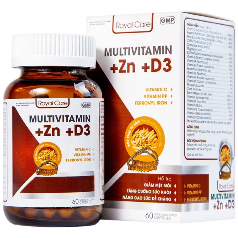 Viên uống Multivitamin + Zn + D3 Royal Care giúp tăng sức đề kháng (60 viên)