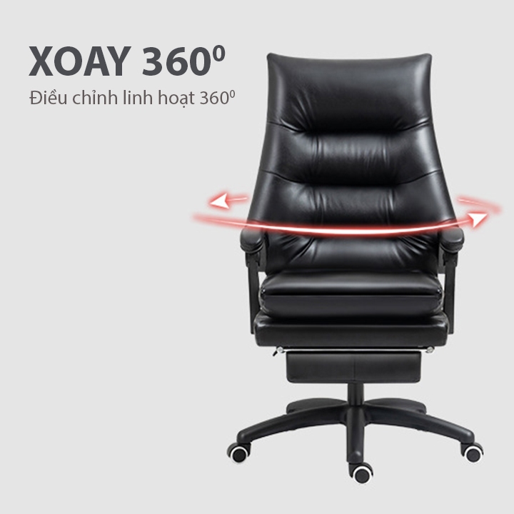 Ghế văn phòng kèm massag 9 điểm: Cổ, Lưng và Mông, ghế giám đốc 2 lớp đệm êm ái có ngả lưng, gác chân