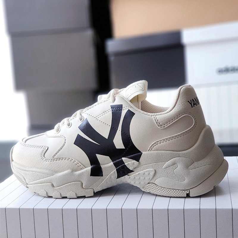Giày MLB BigBall Chunky A New York Yankees Beige NEW, nhiều size, Auth 100%