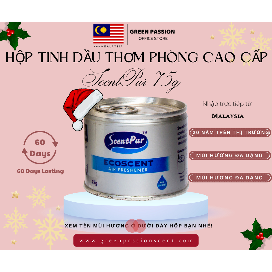 Tinh dầu thơm phòng cao cấp ScentPur 75g Với 10 hương thơm
