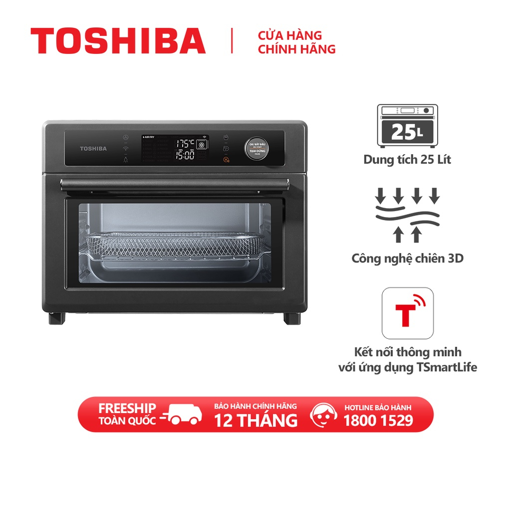 Lò chiên không dầu Toshiba 25 lít TL2-SAC25GZC(GR) - Kết hợp chức năng nướng, Điều khiển cảm ứng. Hàng chính hãng.