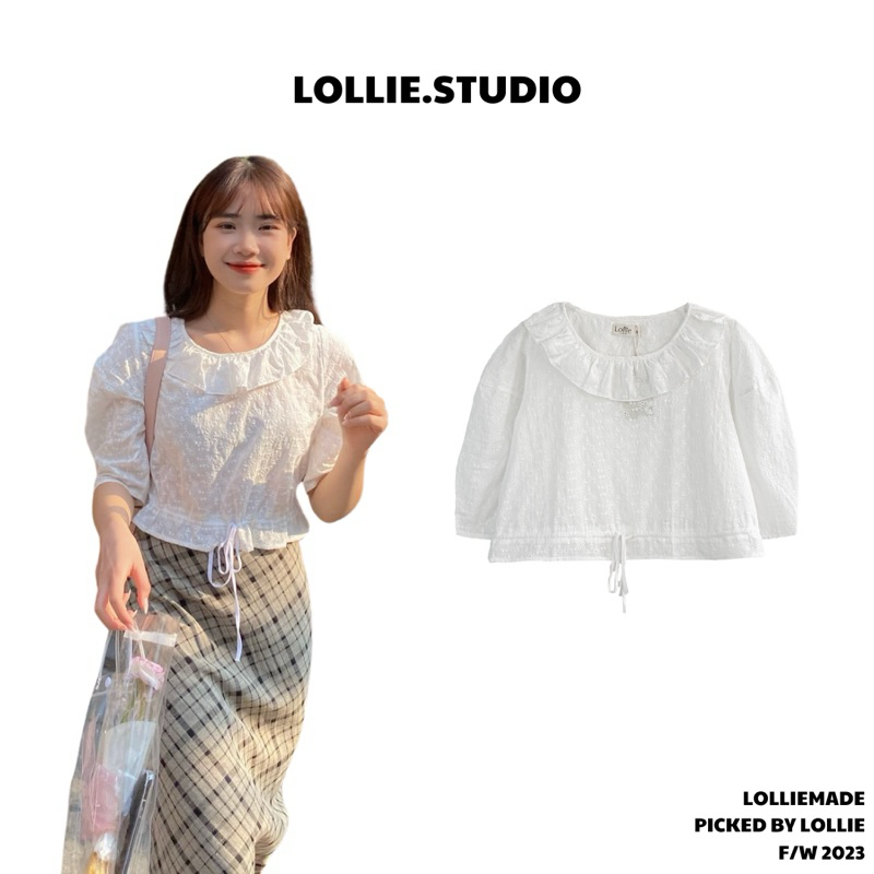Áo ren nữ cổ bèo thiết kế hoa ren thêu nổi TKA361 LOLLIE STUDIO