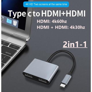 Hub Usb Type-c ra 2 màn hình HDMI + HDMI độc lập trên win chạy Thunderbolt 3/ 4 - Hồ Phạm
