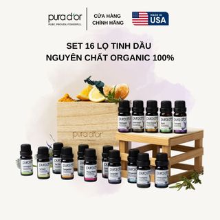 Set 16 lọ tinh dầu organic PURA D'OR Sweet 16 Essential Oil Set hỗ trợ thư giãn và giải toả căng thẳng