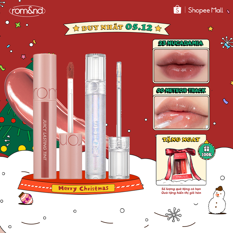 Combo Son Tint Romand Juicy Lasting Tint + Son Bóng Romand Glasting Water Gloss