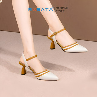 Giày cao gót nữ đế vuông 5p ROSATA RO544 mũi nhọn quai hậu cài khóa dây mảnh êm chân
