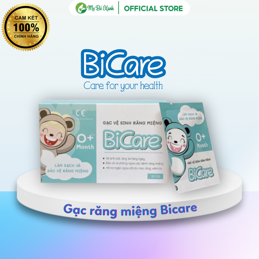 Gạc răng miệng BiCare, Gạc thảo dược chống tưa lưỡi cho bé từ 0M+ hộp 30