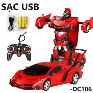 Xe ô tô biến hình robot điều khiển 5 kênh pin sạc cho bé