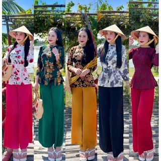 Set bộ bà ba đi chùa tay dài , nút bộc