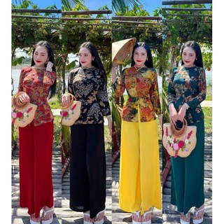 Set bộ bà ba đi chùa tay dài , nút bộc