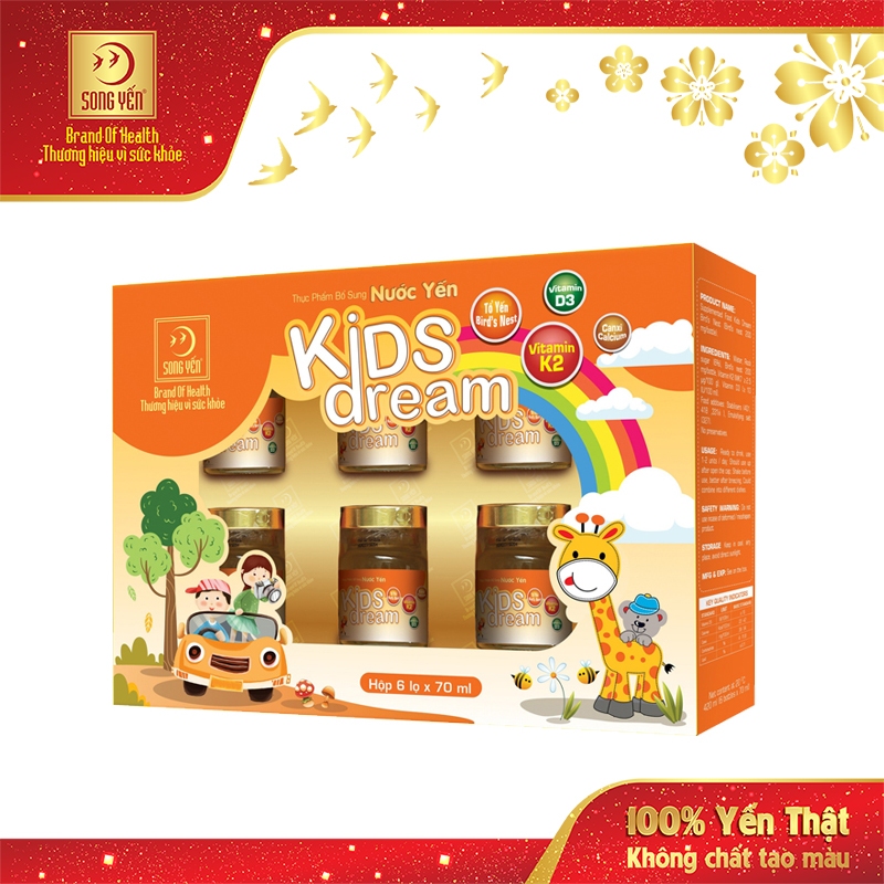 Nước Yến Dành Cho Trẻ Em Kids Dream - Yến Sào Song Yến (Lốc 6 Lọ x 70ml)