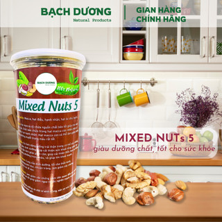 Hạt dinh dưỡng mix 5 loại hạt macca, hạt điều, óc chó, hạt bí, hạnh nhân ăn kiêng 500g - Bạch Dương Ngũ Cốc Healthy
