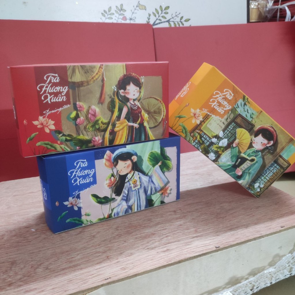 Vỏ Hộp Trà Hương Xuân đựng trà mẫu mới 2024